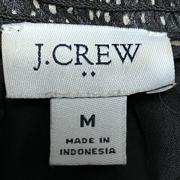 J.Crew Polka Dot Sheer Sleeves Drop Waist Plaid Dress Size M Pockets Metallic - Picture 2 of 4